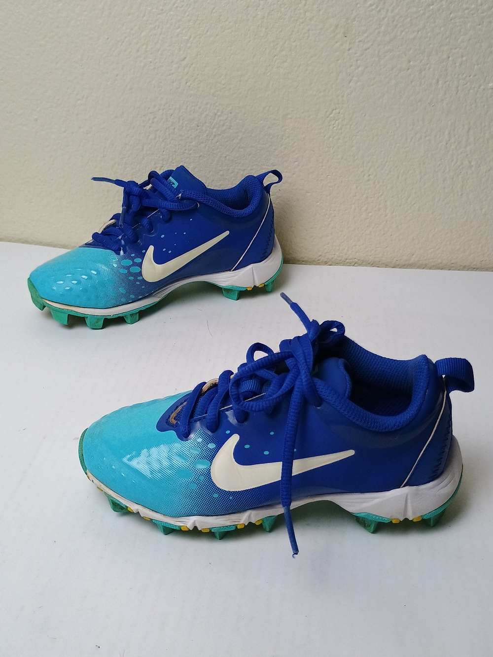 Nike 11C Lunar Hyper diamond 2 Pro Blue Gradient Baseball Cleats White Swoosh